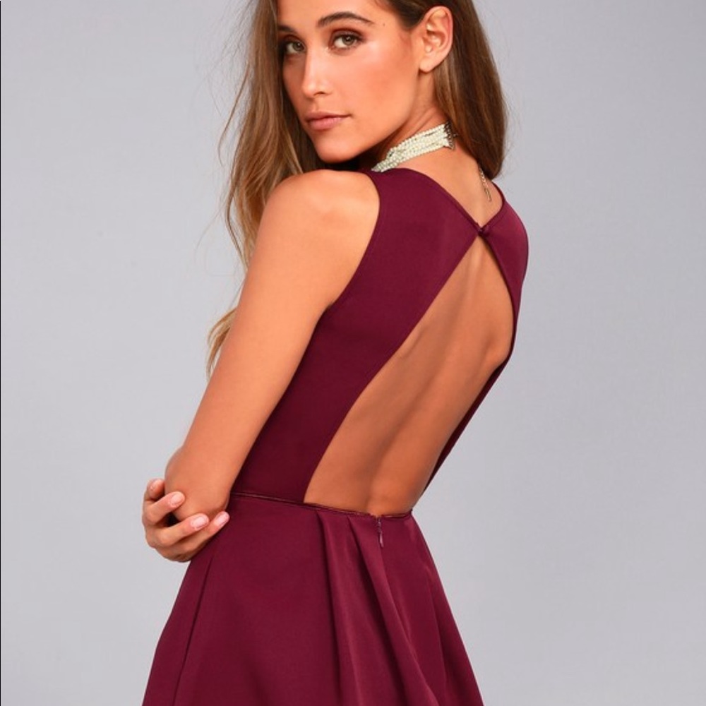 Burgundy LuLus backless mini dress